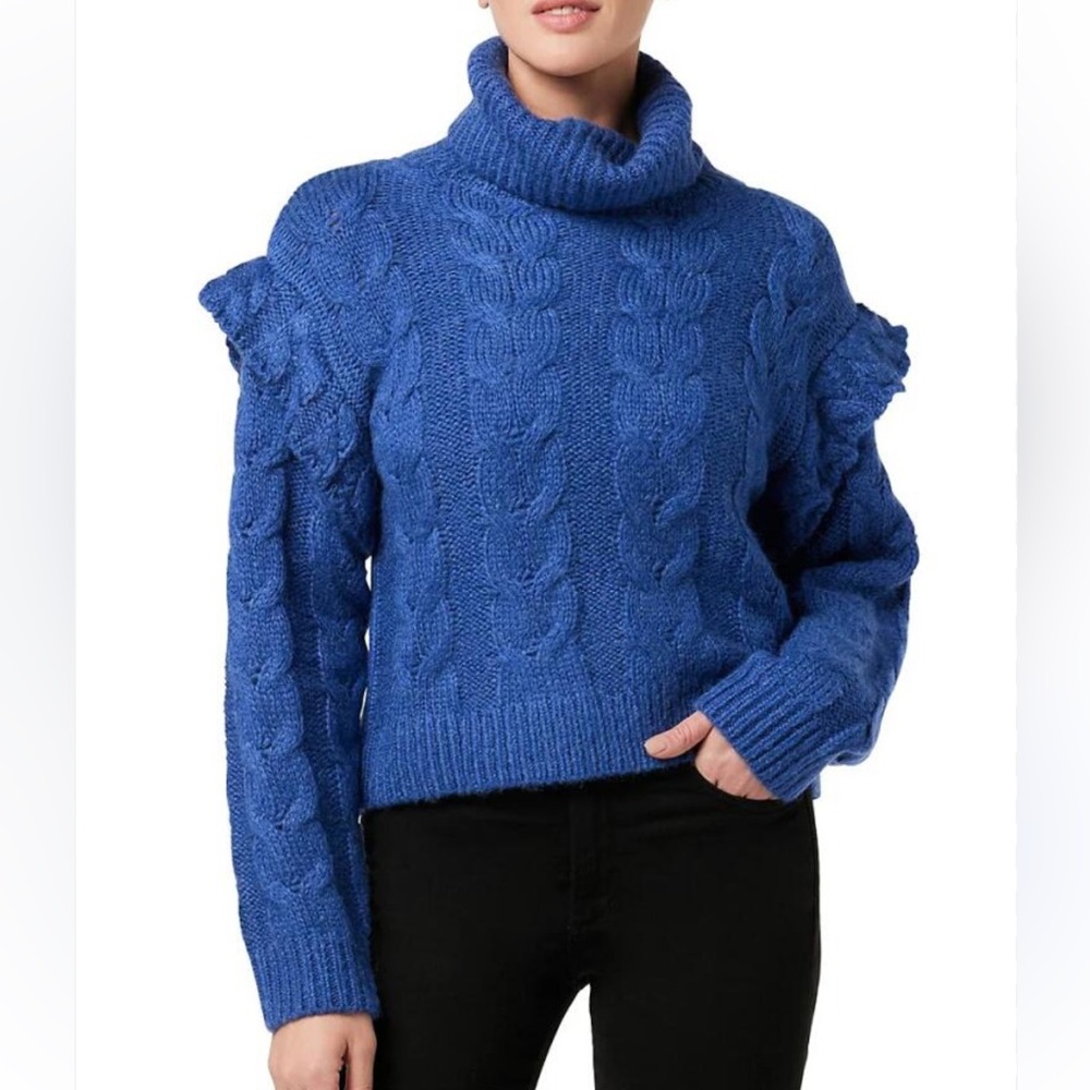 Joe's Jeans Cable Knit Turtleneck Sweater in Deep Blue